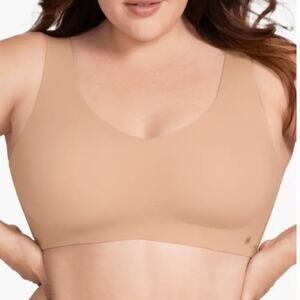 HoneyLove Softfoam V Neck Bra Size XL Tan Lightly Padded Pullover Wireless Lift